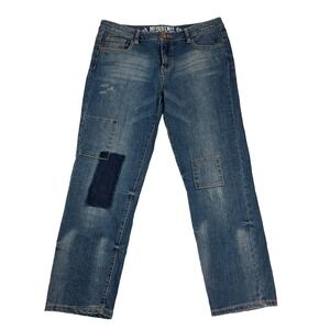 Mossimo Supply Co. Denim Distressed Patched Boyfiend Jeans - Size 9